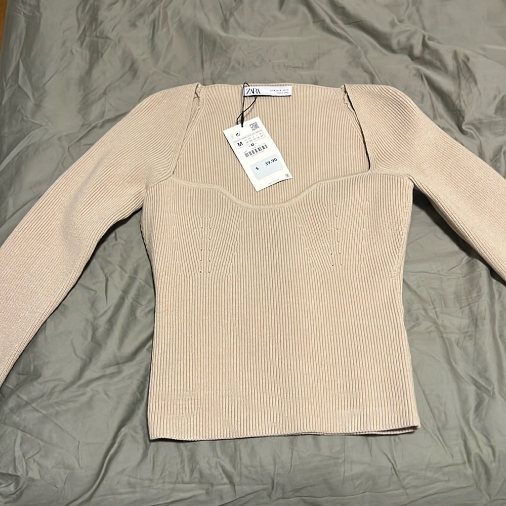 Zara Ribbed Sweetheart Cropped Knit